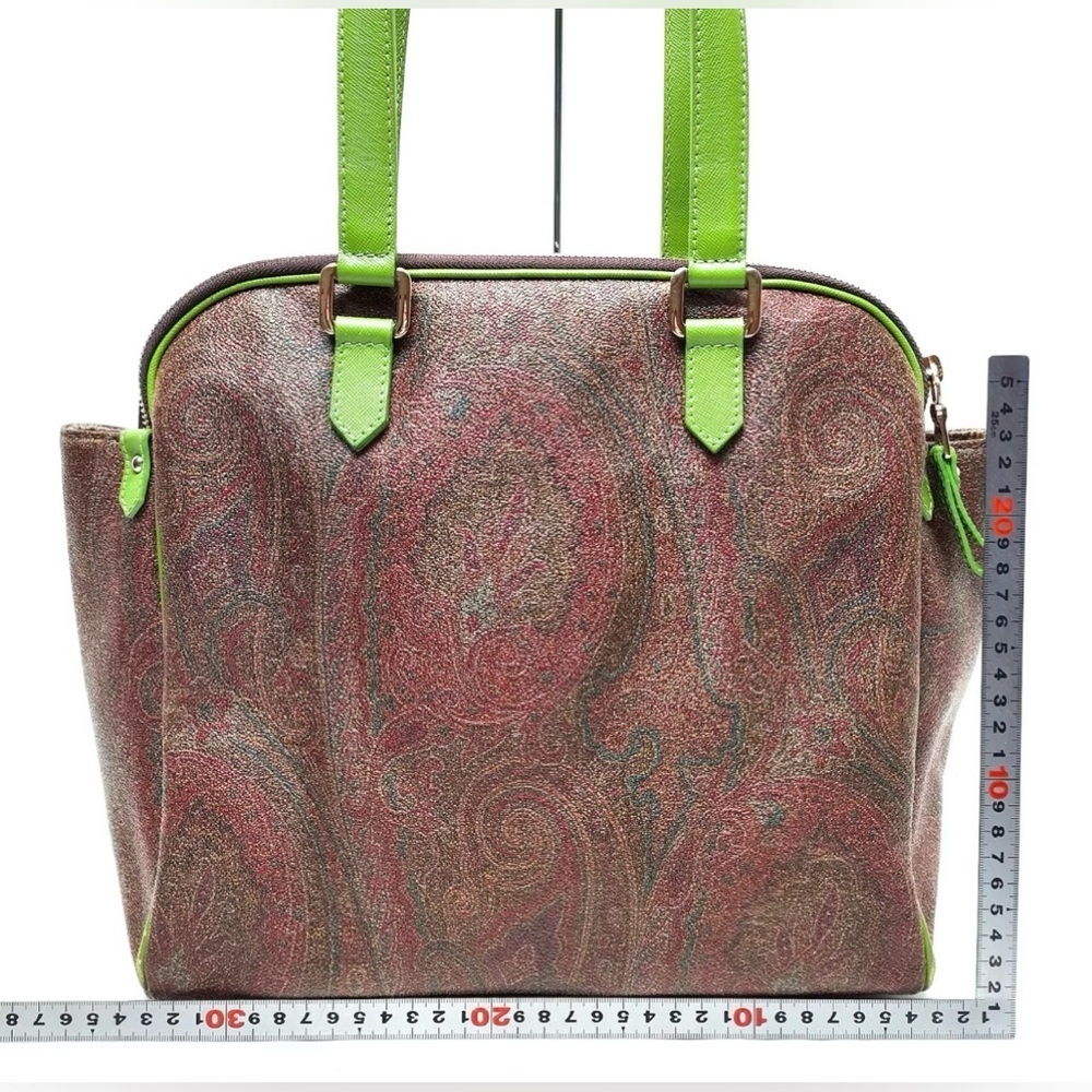 Etro Paisley Print w/ Green Leather Accents - Picture 4 of 10
